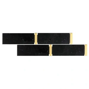 Giorbello (Sample) Black and Gold 11-in x 12-in Polished Marble Linear Marble Look Floor and Wall Tile