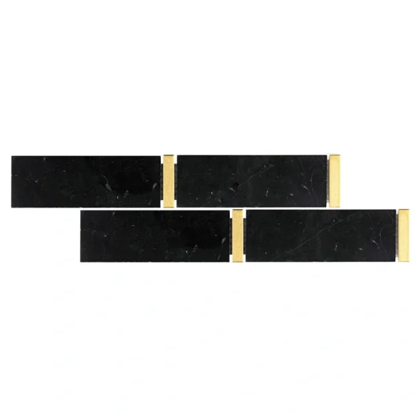 Giorbello (Sample) Black and Gold 11-in x 12-in Polished Marble Linear Marble Look Floor and Wall Tile