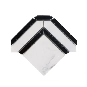 Giorbello (Sample) Black and White 3-in x 3-in Polished Marble Mixed Pattern Marble Look Floor and Wall Tile