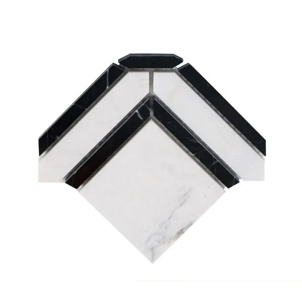Giorbello (Sample) Black and White 3-in x 3-in Polished Marble Mixed Pattern Marble Look Floor and Wall Tile