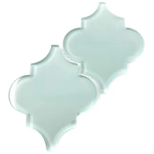 Giorbello (Sample) Glass Arabesque Tiles Baby Blue 4-in x 4-in Glossy Glass Lantern Subway Wall Tile