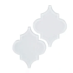 Giorbello (Sample) Glass Arabesque Tiles Bright White 4-1/2-in x 4-1/2-in Glossy Glass Lantern Subway Wall Tile