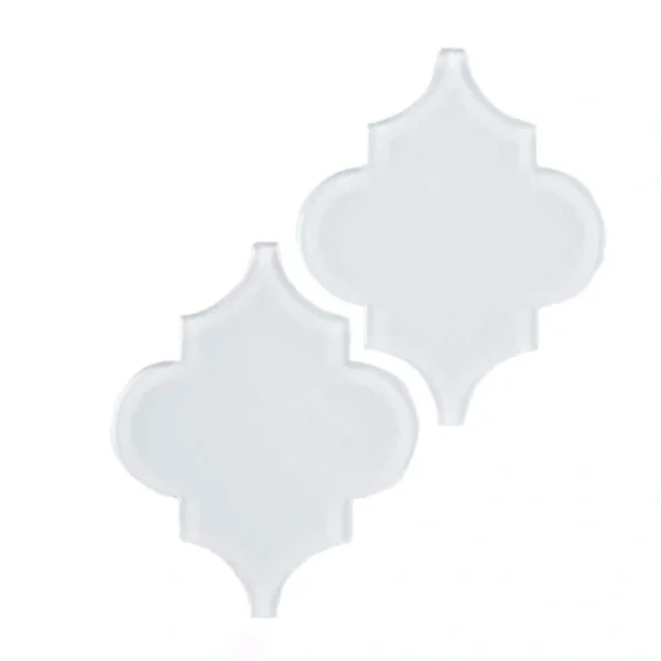 Giorbello (Sample) Glass Arabesque Tiles Bright White 4-1/2-in x 4-1/2-in Glossy Glass Lantern Subway Wall Tile