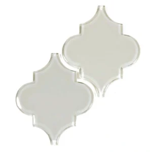 Giorbello (Sample) Glass Arabesque Tiles Light Gray 4-1/2-in x 4-1/2-in Glossy Glass Lantern Subway Wall Tile