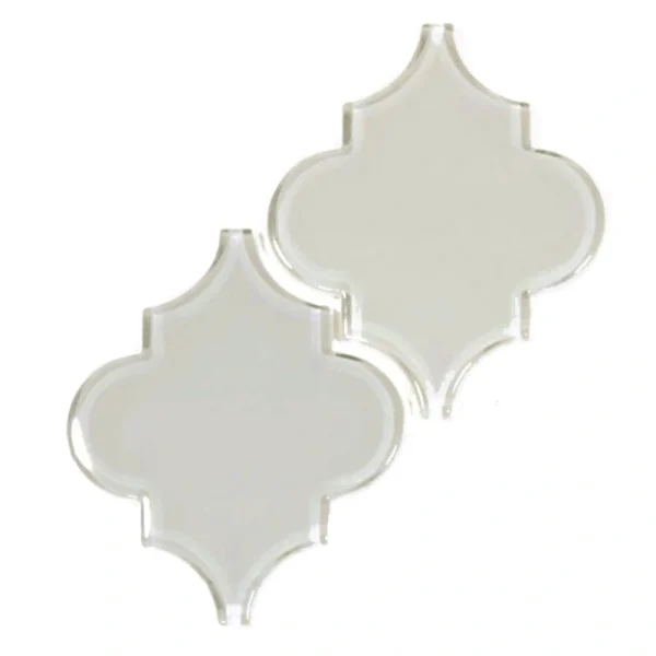Giorbello (Sample) Glass Arabesque Tiles Light Gray 4-1/2-in x 4-1/2-in Glossy Glass Lantern Subway Wall Tile