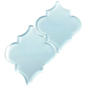 Giorbello (Sample) Glass Arabesque Tiles Morning Sky Blue 4-1/2-in x 4-1/2-in Glossy Glass Lantern Subway Wall Tile