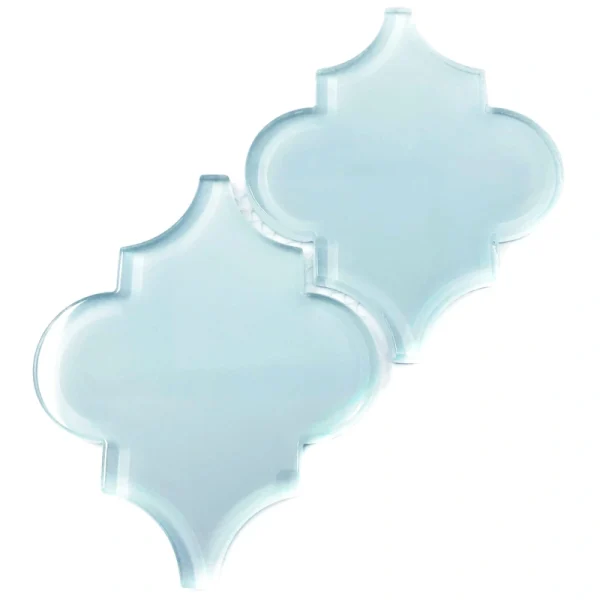 Giorbello (Sample) Glass Arabesque Tiles Morning Sky Blue 4-1/2-in x 4-1/2-in Glossy Glass Lantern Subway Wall Tile