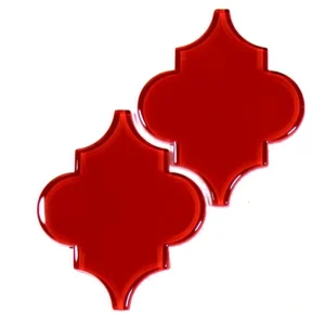 Giorbello (Sample) Glass Arabesque Tiles Ruby Red 4-in x 6-in Glossy Glass Lantern Subway Wall Tile