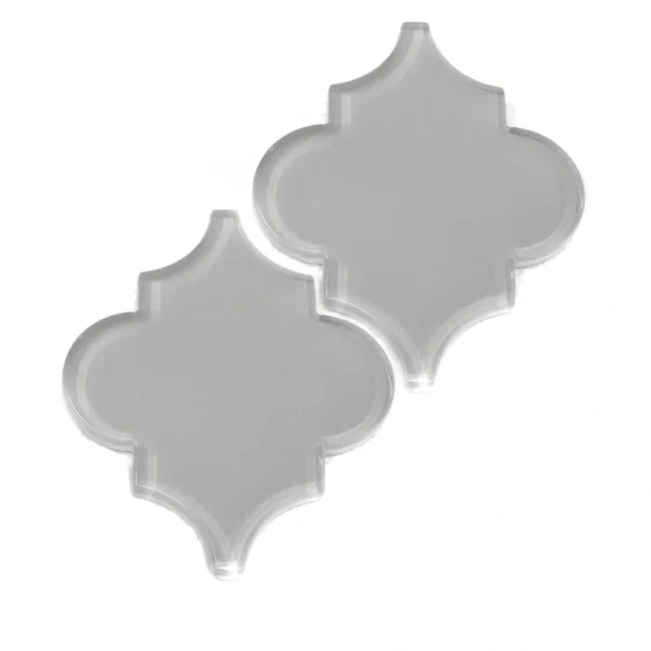 Giorbello (Sample) Glass Arabesque Tiles True Gray 4-1/2-in x 4-1/2-in Glossy Glass Lantern Subway Wall Tile