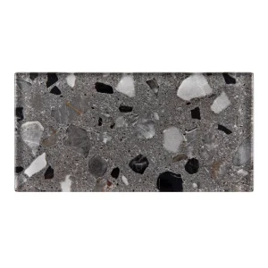 Giorbello (Sample) Gray Earthstone 3-in x 6-in Glossy Glass Stone Look Wall Tile