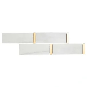Giorbello (Sample) Marble and Mosaic White and Gray 2-in x 10-in Polished Marble Brick Marble Look Tile