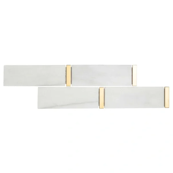 Giorbello (Sample) Marble and Mosaic White and Gray 2-in x 10-in Polished Marble Brick Marble Look Tile