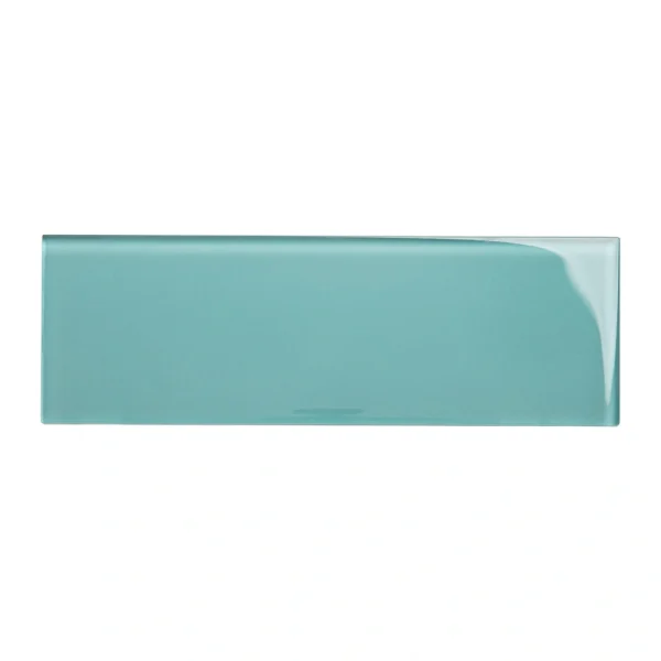 Giorbello (Sample) Teal 3-in x 9-in Glossy Glass Subway Wall Tile