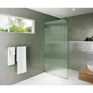 Glass Warehouse 40 in. x 78 in. Frameless Shower Door Single Fixed Panel Fluted Frosted Radius Left Hand