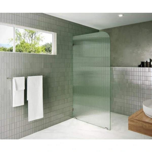 Glass Warehouse 40 in. x 78 in. Frameless Shower Door Single Fixed Panel Fluted Frosted Radius Left Hand