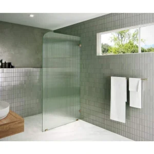 Glass Warehouse 40 in. x 78 in. Frameless Shower Door Single Fixed Panel Fluted Frosted Radius Right Hand