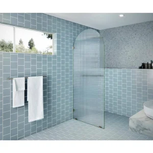 Glass Warehouse Maven 34 in. W x 86.75 in. H x. 375 in. D Frameless Shower Door-Arched Fluted Single Fixed Panel