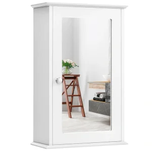 Goplus 6-in x 21-in x 13.5-in White Soft Close Bathroom Wall Cabinet