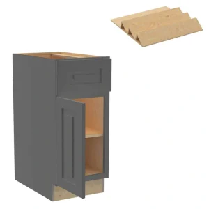 Grayson 15 in. W x 24 in. D x 34.5 in. H Assembled Plywood Base Kitchen Cabinet in Deep Onyx with Spice Soft Close LH T726931064