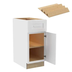 Grayson 15 in. W x 24 in. D x 34.5 in. H Assembled Plywood Base Kitchen Cabinet in Pacific White with Spice Soft Cls LH