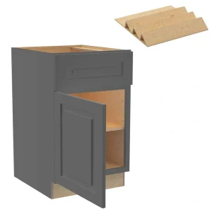 Grayson 21 in. W x 24 in. D x 34.5 in. H Assembled Plywood Base Kitchen Cabinet in Deep Onyx with Spice Soft Close LH