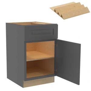 Grayson 21 in. W x 24 in. D x 34.5 in. H Assembled Plywood Base Kitchen Cabinet in Deep Onyx with Spice Soft Close RH