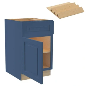 Grayson 21 in. W x 24 in. D x 34.5 in. H Assembled Plywood Base Kitchen Cabinet in Mythic Blue with Spice Soft Close LH