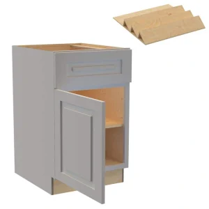 Grayson 21 in. W x 24 in. D x 34.5 in. H Assembled Plywood Base Kitchen Cabinet in Pearl Gray with Spice Soft Close LH