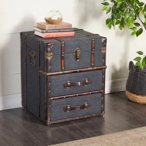 Grayson Lane Blue Upholstered 2 Drawer with Buckle Hinged Top 2-Drawer Accent Chest
