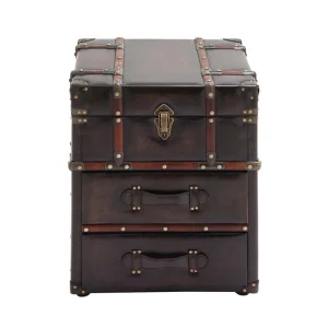 Grayson Lane Dark Brown Vintage Faux Leather 2-Drawer Accent Chest