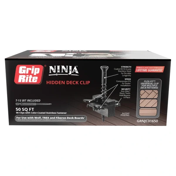 GRIP-RITE NINJA Ninja 1.625-in Black Hidden Deck Fastener 50-sq ft (90-Pack)