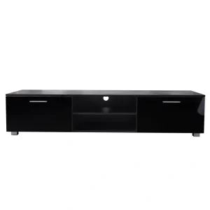 GZMR Black TV Stand for 70-in TV Stands Modern/Contemporary Black TV Cabinet (Accommodates TVs up to 70-in)