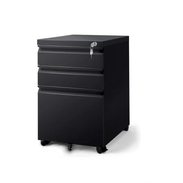 GZMR Contemporary 3 Drawer File Cabinet with Lock, Metal Vertical Filing Cabinet, Black, Increased Capacity, Smooth Operation, Secure Interlock System