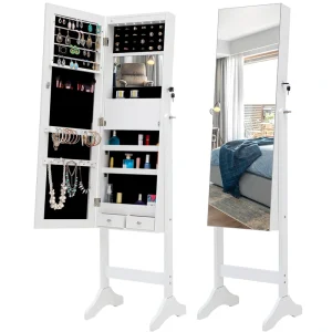 GZMR Jewelry Storage Mirror Cabinet White Jewelry Armoire