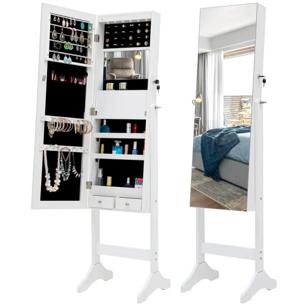 GZMR Jewelry Storage Mirror Cabinet White Jewelry Armoire