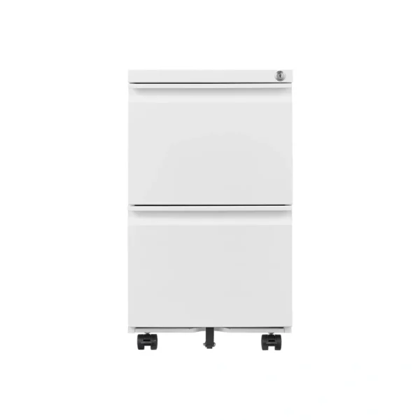 GZMR Metal 2 Drawer Mobile File Cabinet with Lock White 2-Drawer 17.71-in File Cabinet