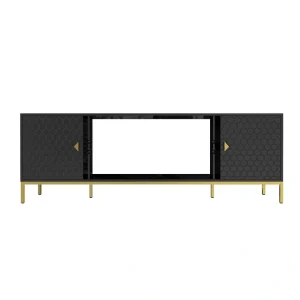 GZMR Modern/Contemporary Black Tv Cabinet Integrated Tv Mount (Accommodates TVs more than 70-in)