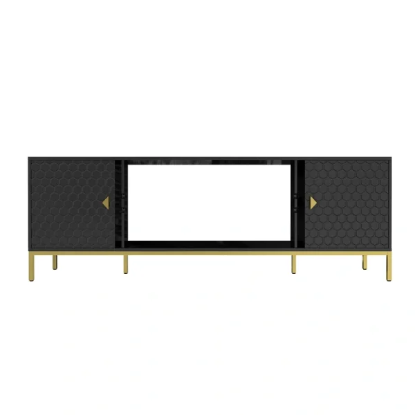 GZMR Modern/Contemporary Black Tv Cabinet Integrated Tv Mount (Accommodates TVs more than 70-in)