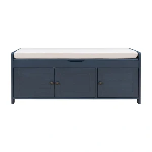 GZMR Navy Blue Storage Bench Modern Navy Blue Storage Bench 43.5-in x 16-in x 18-in