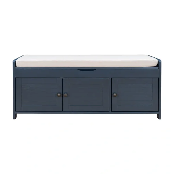 GZMR Navy Blue Storage Bench Modern Navy Blue Storage Bench 43.5-in x 16-in x 18-in
