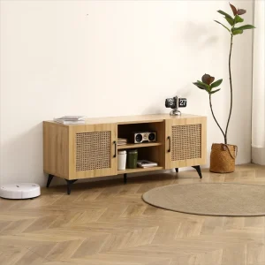 GZMR Oak TV Cabinet with Rattan Net Modern/Contemporary Oak Tv Cabinet (Accommodates)