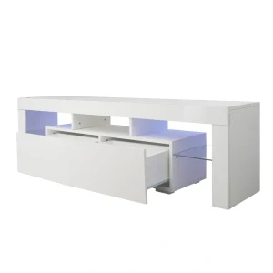 GZMR TV Base Stand with LED Light TV Cabinet Modern/Contemporary White TV Cabinet (Accommodates TVs up to 70-in)