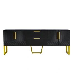 GZMR TV Cabinet with Drawers and Cabinets Modern/Contemporary Black Tv Cabinet (Accommodates TVs up to 70-in)