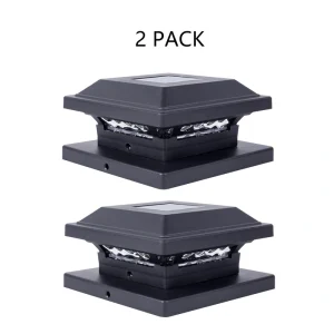 Harbor Breeze 4-in x 4-in 2-Pack 5-Lumen Black Solar LED Outdoor Post Cap Light (3300 K)