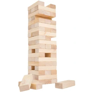 Hey! Play! Giant Wood Block Stacking Game Jumbo Pine Wood Blocks Outdoor Backyard Entertainment for the Family and Kids (54-Piece)