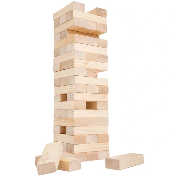 Hey! Play! Giant Wood Block Stacking Game Jumbo Pine Wood Blocks Outdoor Backyard Entertainment for the Family and Kids (54-Piece)