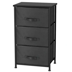Home Basics Transitional Black 3-Drawer Accent Chest with Solid Wood Top and Easy Pull Handles