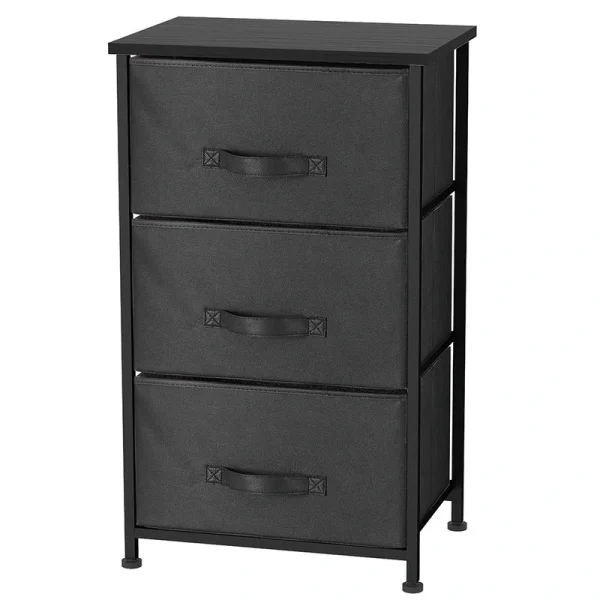 Home Basics Transitional Black 3-Drawer Accent Chest with Solid Wood Top and Easy Pull Handles