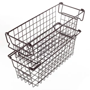 HOME-COMPLETE Set of 2 Storage Bins – Basket Set for Toy, Kitchen, Bathroom, and Closet Storage Organizers with Handles (Brown)