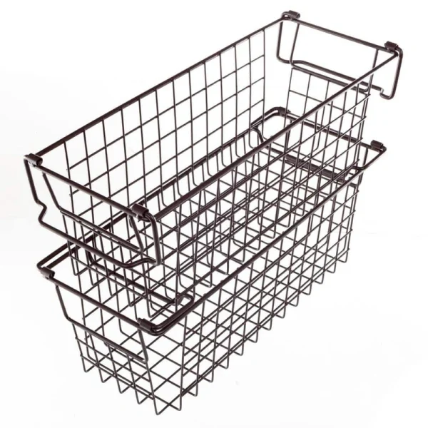 HOME-COMPLETE Set of 2 Storage Bins – Basket Set for Toy, Kitchen, Bathroom, and Closet Storage Organizers with Handles (Brown)